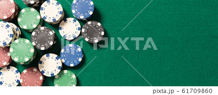 Poker table in casino top view 61709860