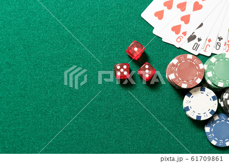 Poker table in casino top view 61709861