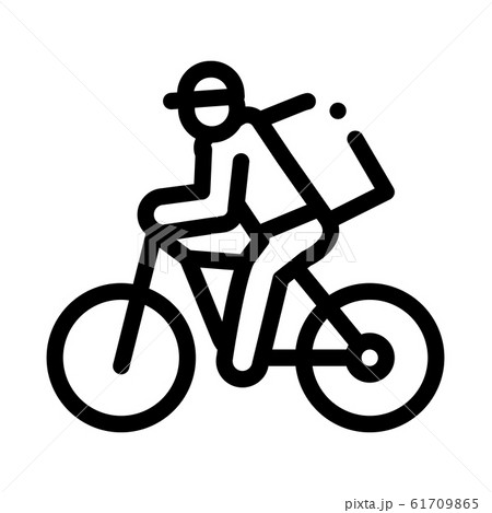 Courier Delivery by Bicycle Icon Vector Outline Illustration 61709865