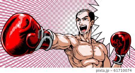 Pointing, fist, male, youth, boxing, glove, upper body, shout, young, caricature, cartoon Pointing, fist, male, youth, boxing, glove, upper body, shout, young, caricature, cartoon 61710074