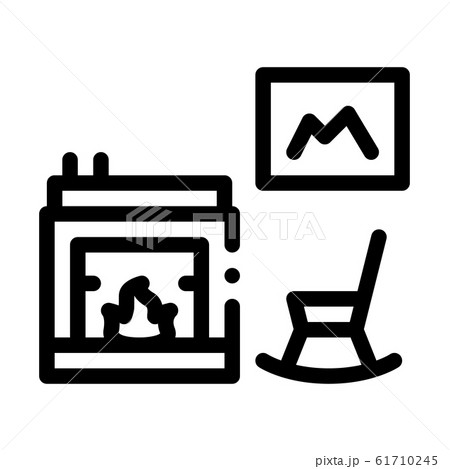 Rocking Chair near Fireplace Icon Vector Outline Illustration Rocking Chair near Fireplace Icon Vector Outline Illustration 61710245