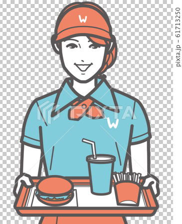 Fast food female shop assistant 61713250