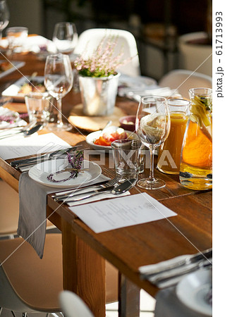 Elegant tables with setting for party or wedding Elegant tables with setting for party or wedding 61713993