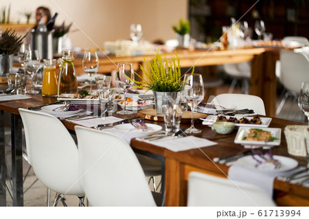 Elegant tables with setting for party or wedding Elegant tables with setting for party or wedding 61713994