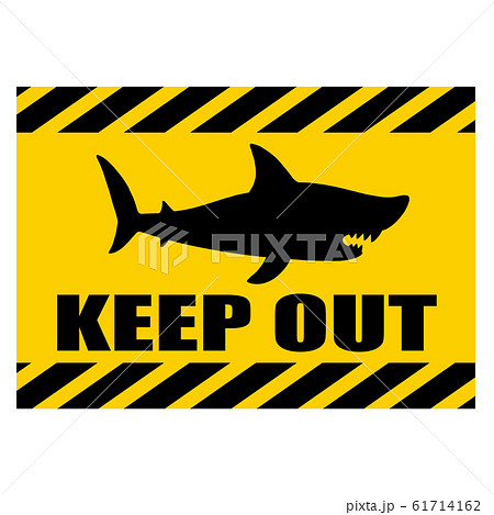 サメ注意の標識 Keep Out 英語版のイラスト素材 サメ注意の標識 Keep Out 英語版のイラスト素材