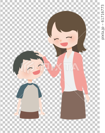 子どもを褒める母親のイラスト素材