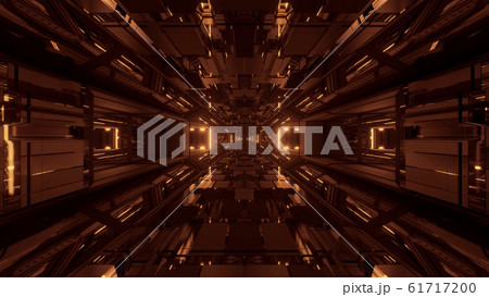 3d illustration background with futuristic sci-fi hangar tunnel corridor with nice reflections and dark atmosphere, science-fiction 3d rendering wallpaper artwork 61717200