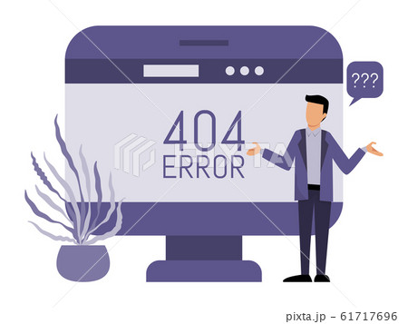 Error 404 pages site and man concept vector illustration. Man get an internet error 404. Page not found concept. Error 404 pages site and man concept vector illustration. Man get an internet error 404. Page not found concept. 61717696