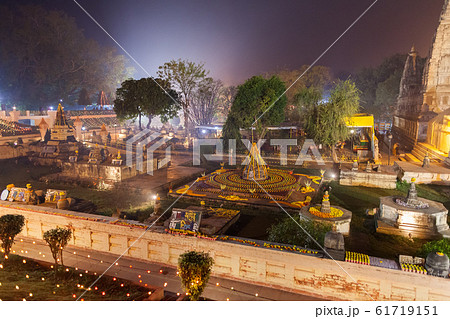 The stupas near Mahabodhi Temple decorated to The stupas near Mahabodhi Temple decorated to 61719151