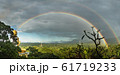 Full double rainbow and golden Buddha 61719233