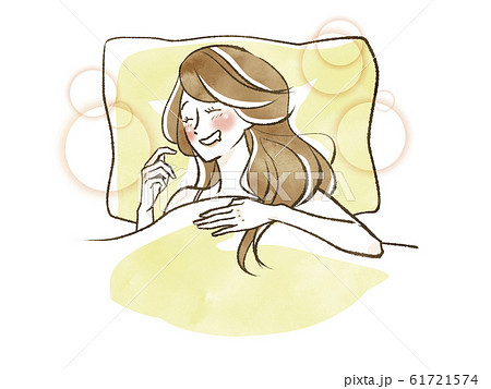 女性-睡眠-にやける・幸せ 61721574