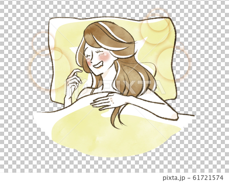 女性-睡眠-にやける・幸せ 61721574