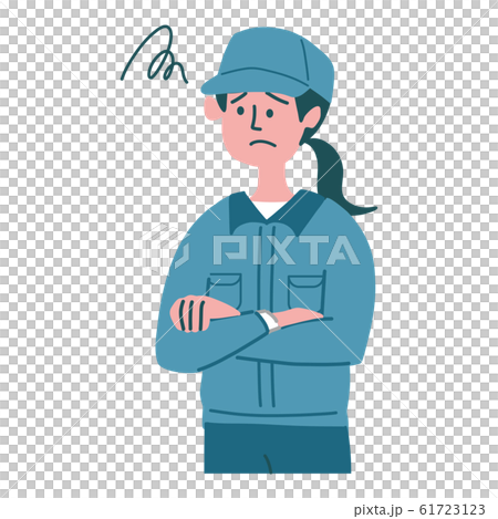 作業服 女性 困っている 作業服 女性 困っている 61723123