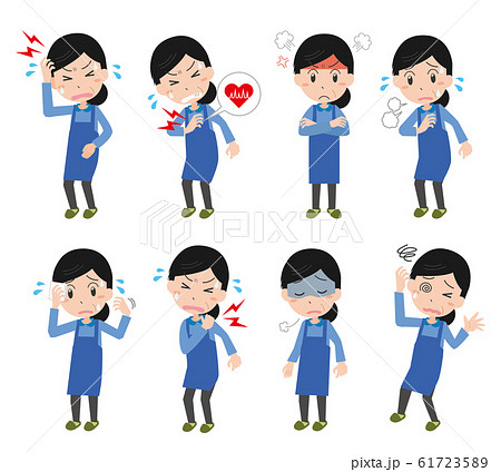 女性 更年期障害 更年期 症状 セットのイラスト素材