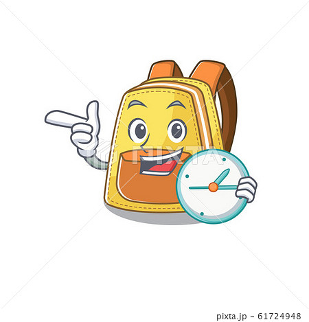 cartoon character style kids school backpack having clock 61724948