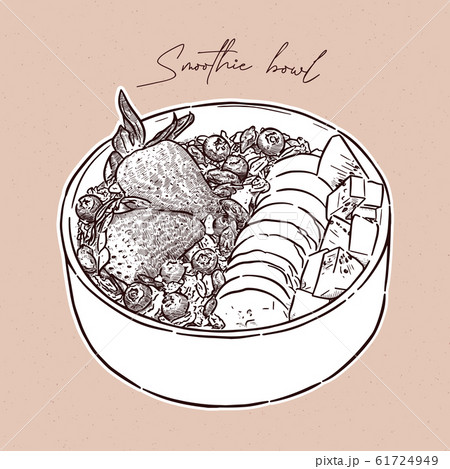 smoothie breakfast bowl, topped with strawberry, 61724949