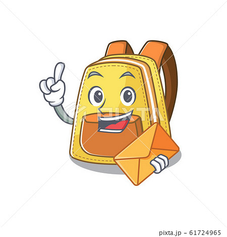 Cheerfully kids school backpack mascot design with envelope Cheerfully kids school backpack mascot design with envelope 61724965