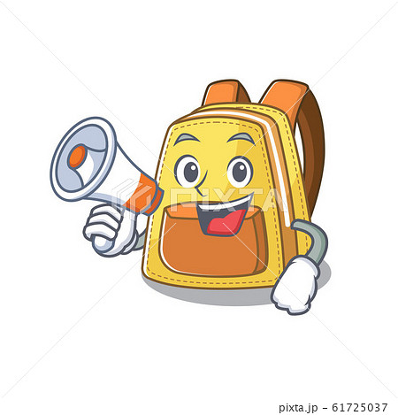 An icon of kids school backpack having a megaphone 61725037