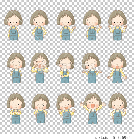 Girl upper body expression set (brown line) Girl upper body expression set (brown line) 61726964