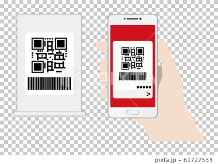 QRコードにスマホをかざす手 QRコードにスマホをかざす手 61727533