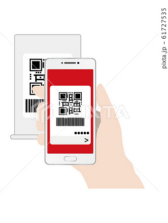ＱＲコードにスマホをかざす手 61727535