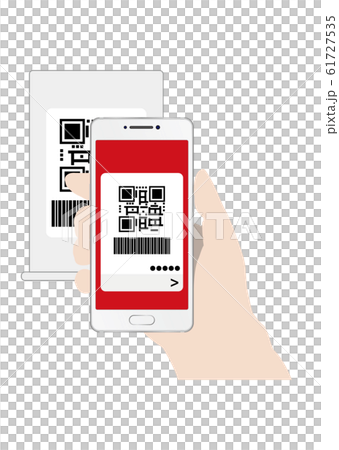 ＱＲコードにスマホをかざす手 61727535