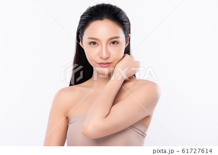 Portrait beautiful young asian woman clean fresh bare skin concept. Asian girl beauty face skincare Portrait beautiful young asian woman clean fresh bare skin concept. Asian girl beauty face skincare 61727614