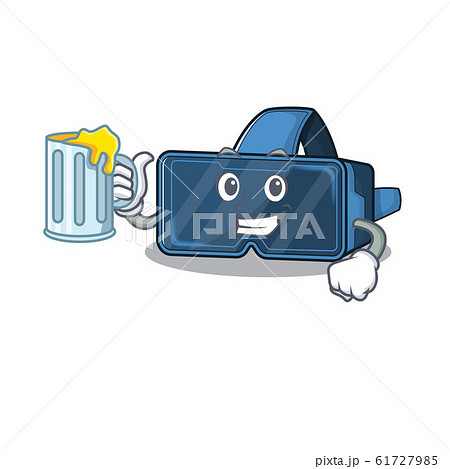 Happy vr virtual reality mascot design with a big glass 61727985