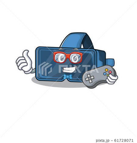 Smiley gamer vr virtual reality cartoon mascot style 61728071