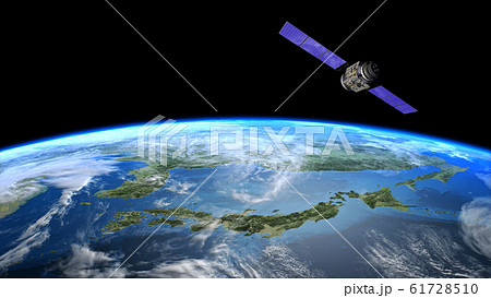 人工衛星　地球　日本　GPS　通信ネットワーク　 61728510