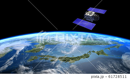人工衛星　地球　日本　GPS　通信ネットワーク　 61728511