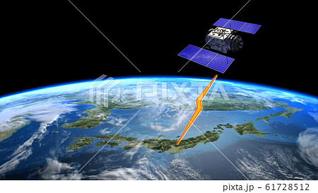 人工衛星　地球　日本　GPS　通信ネットワーク　電波 61728512