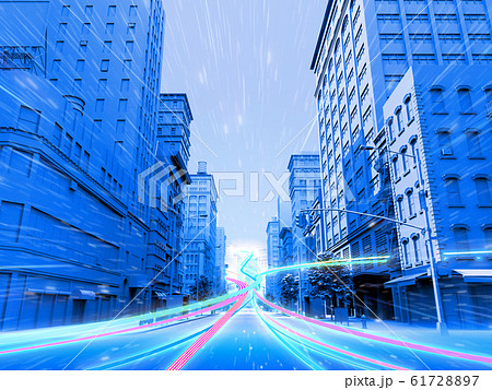 都会 都市 ビル群 高層ビル 光ネットワーク ｃｇのイラスト素材