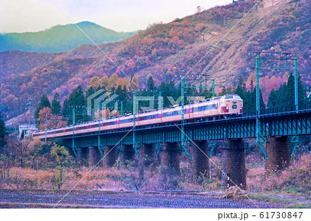 紅葉の特急電車 61730847