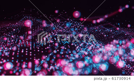 Plexus of abstract red and blue dots 61730914