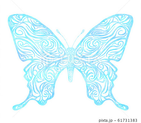 ブルーの蝶のイラスト素材