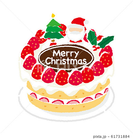 イチゴのクリスマスケーキのイラストのイラスト素材