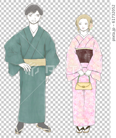 着物レンタルを楽しむカップル　和装 61732052