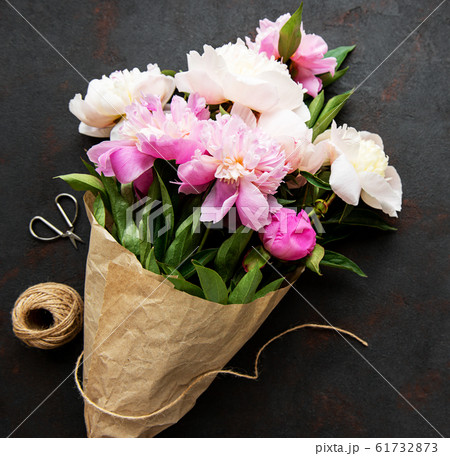 Background with pink peonies 61732873