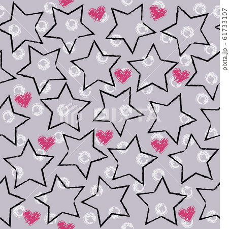 Star, heart pattern. Seamless vector background 61733107