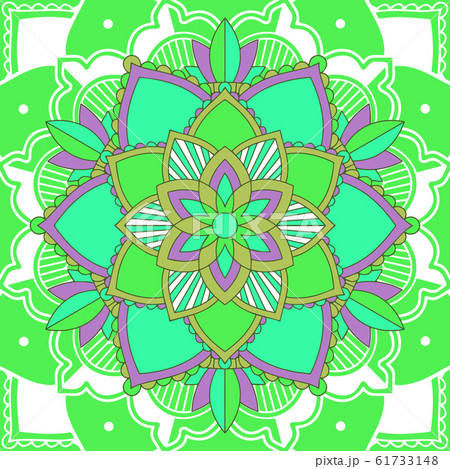 Mandala patterns on green background 61733148