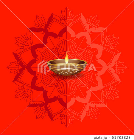 Candle light on red mandala background Candle light on red mandala background 61733823