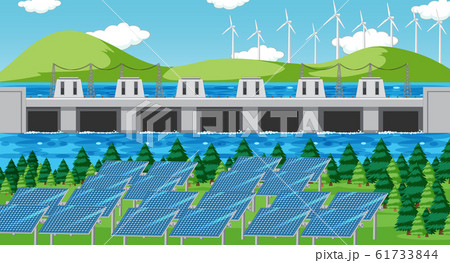 Scene with clean energy in the field 61733844