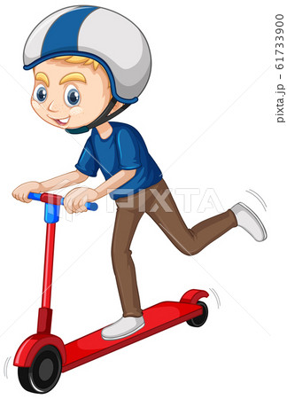 Boy playing scooter on isolated background Boy playing scooter on isolated background 61733900