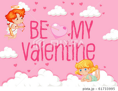 Valentine theme with two cupids in the clouds Valentine theme with two cupids in the clouds 61733995