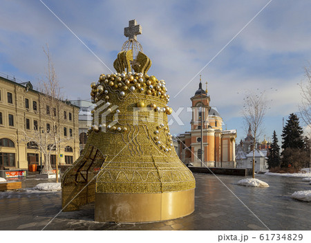 Christmas decoration on Zaryadye Park-- urban park located near Red Square in Moscow, Russia. Christmas decoration on Zaryadye Park-- urban park located near Red Square in Moscow, Russia. 61734829