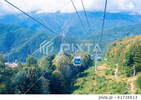 Ropeway on top Roza Peak. Sochi, Krasnodar Krai, Russia Ropeway on top Roza Peak. Sochi, Krasnodar Krai, Russia 61736613