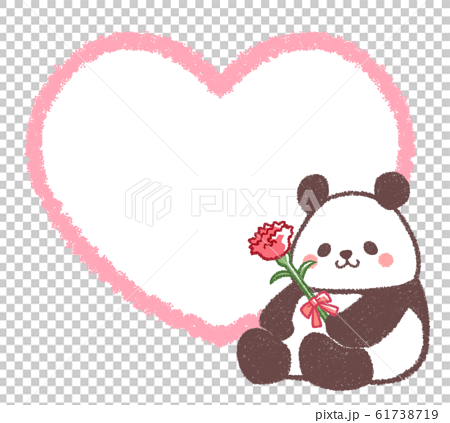 Mothers day panda heart line drawing frame - Stock Illustration ...