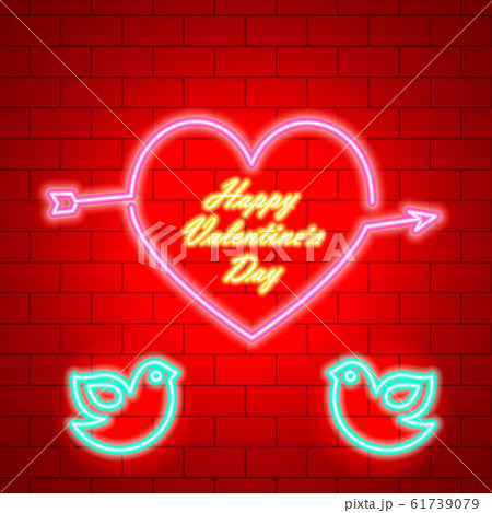 Happy Valentines Day. Neon Glowing Text. 61739079