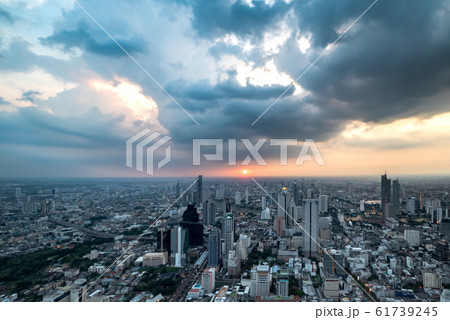 Panorama Bangkok City Skyline at Night. Panorama Bangkok City Skyline at Night. 61739245